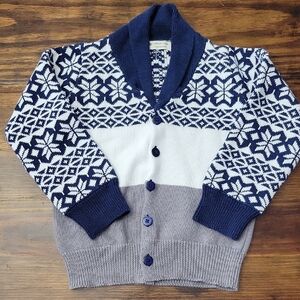 Monica and Andy 100% Organic Cotton Cardigan in Navy and Gray